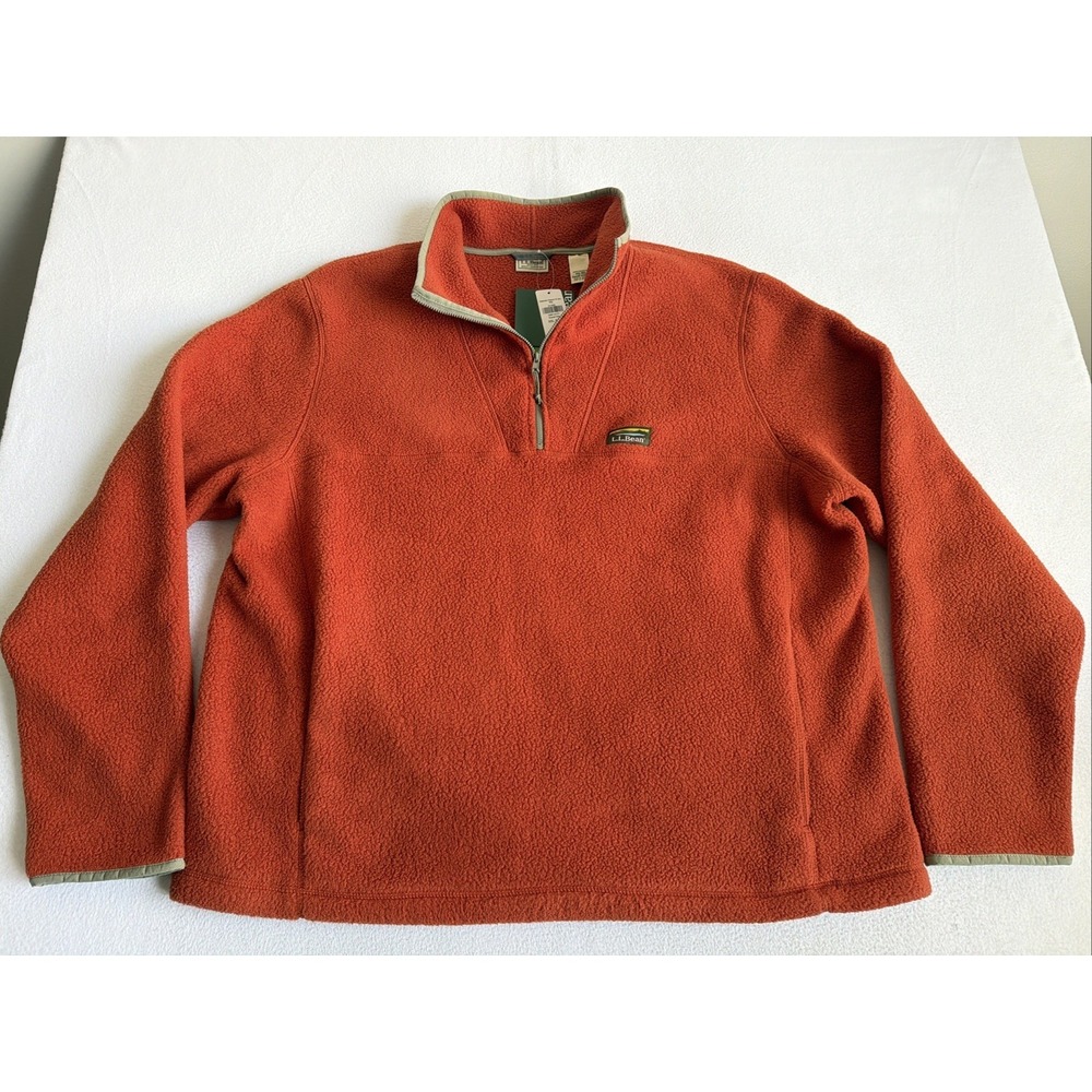 LL Bean Katahdin Fleece Pullover Mens XXL Russet Clay Quarter Zip 511605 NEW